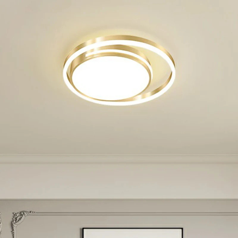 Ronde inbouwlamp Minimalisme Acryl Slaapkamer Plafondmontagelamp goud inclusief batterijen