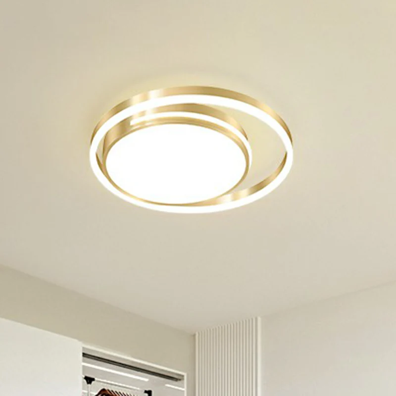 Ronde inbouwlamp Minimalisme Acryl Slaapkamer Plafondmontagelamp goud inclusief batterijen