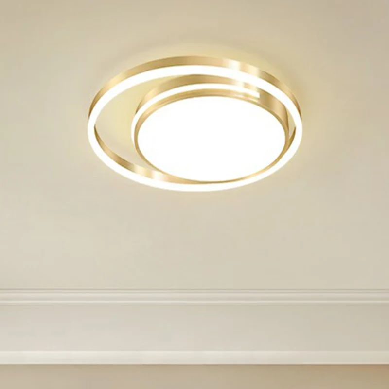 Ronde inbouwlamp Minimalisme Acryl Slaapkamer Plafondmontagelamp goud inclusief batterijen