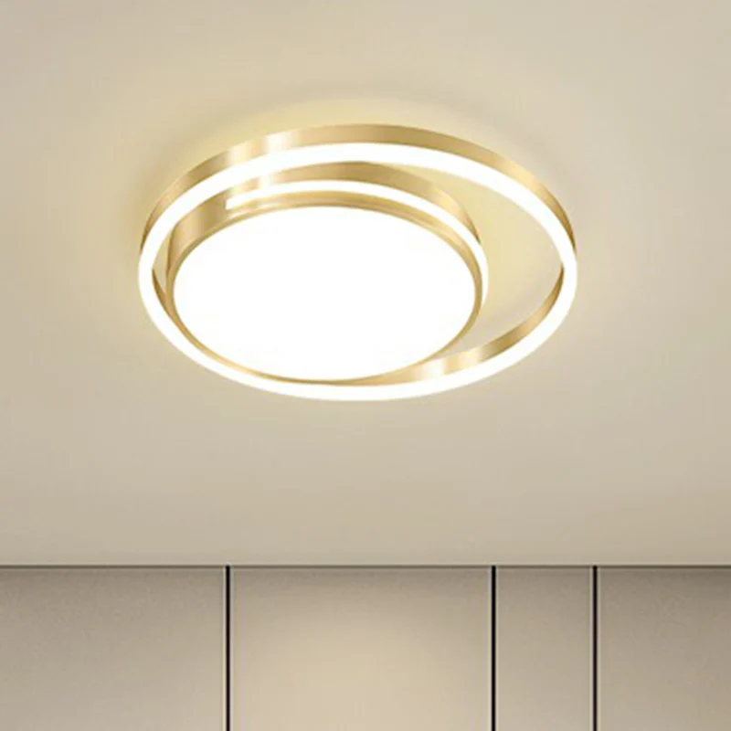 Ronde inbouwlamp Minimalisme Acryl Slaapkamer Plafondmontagelamp goud inclusief batterijen