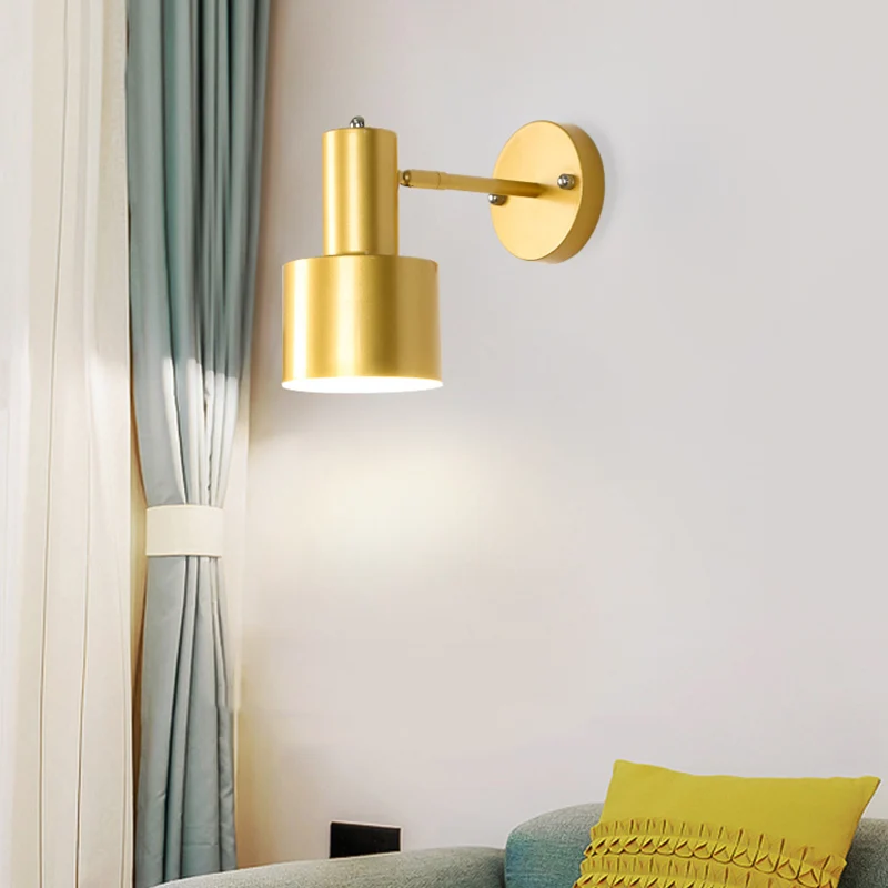 Simplicity 1-lamps wandverlichting goud/roségoud cilinder wandlamp schans met metalen kap voor slaapkamer met SOS-functie