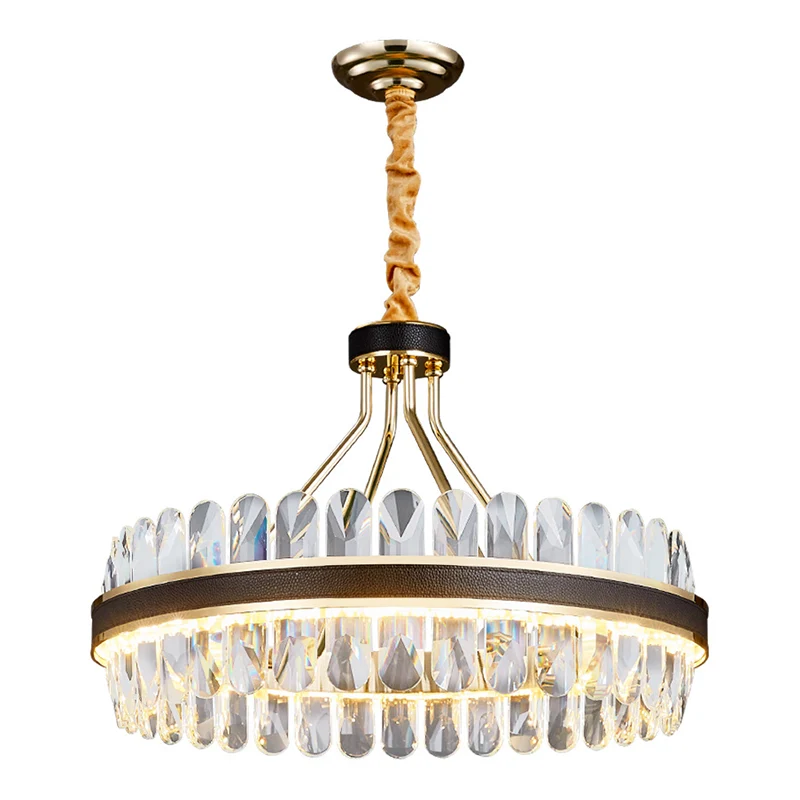 Simplicity Ring LED-kroonluchterlamp K9 Kristallen woonkamer-hanglamp goud-zwart inclusief batterijen