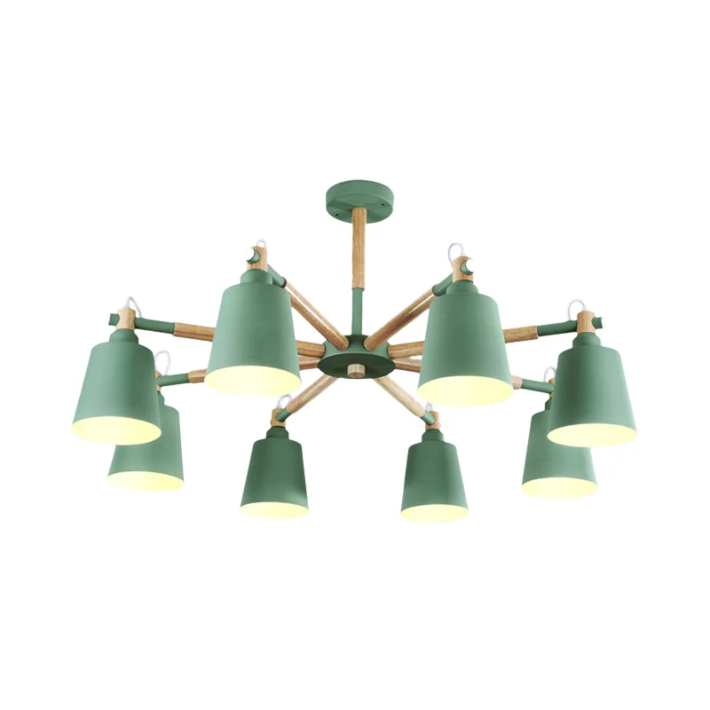 Tapered Shade Living Hanglamp Metaal 8 Lampen Moderne Hanglamp met SOS-functie