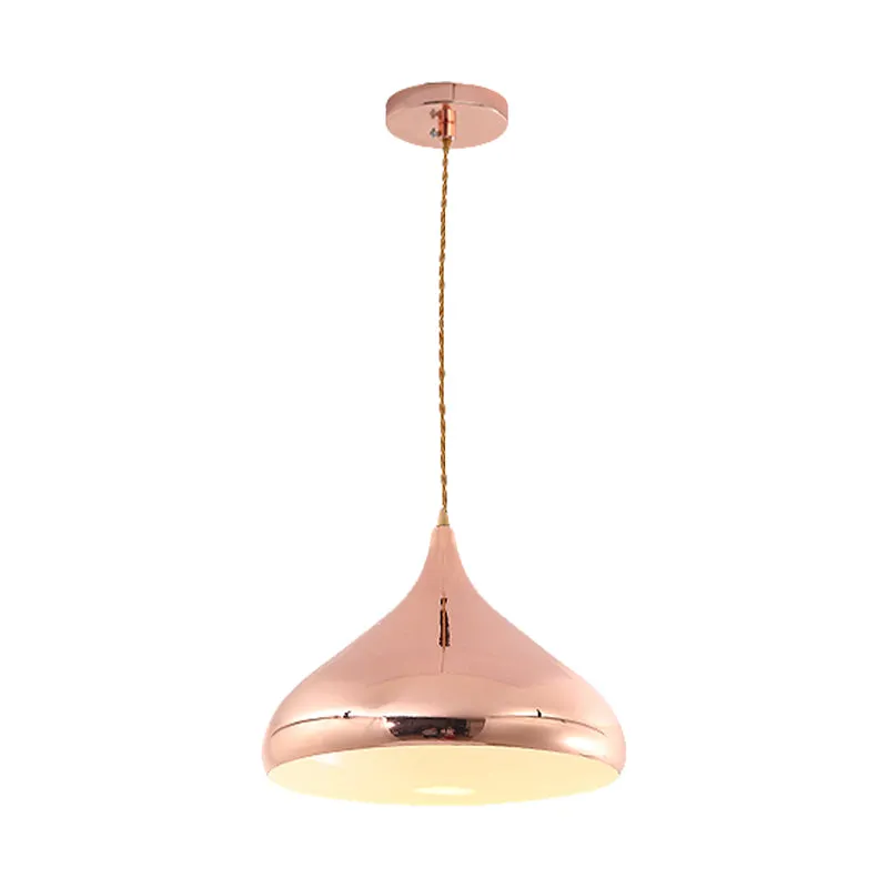 Uivormige slaapkamer hanglamp Metaal Eén lichte eigentijdse hanglamp rosé goud met SOS-functie