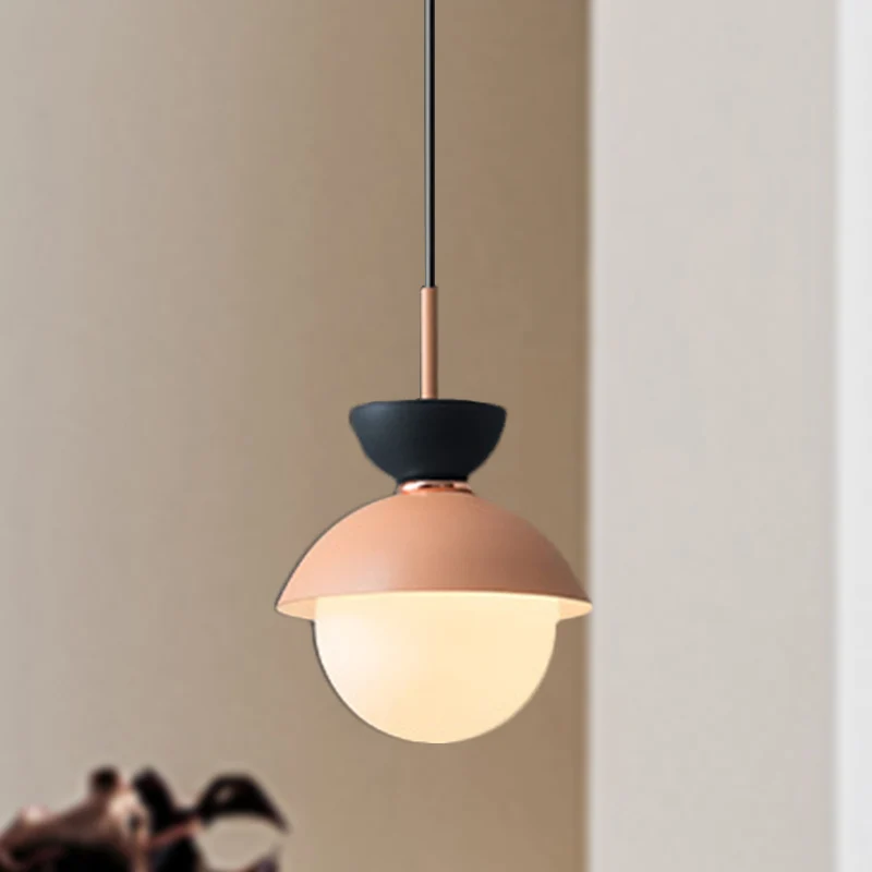 Zandloper hanglamp Macaron Metaal 1 zacht Donkerblauw en grijs/donkerblauw en roze/donkerblauw en roze Hanglamp met bol Wi...