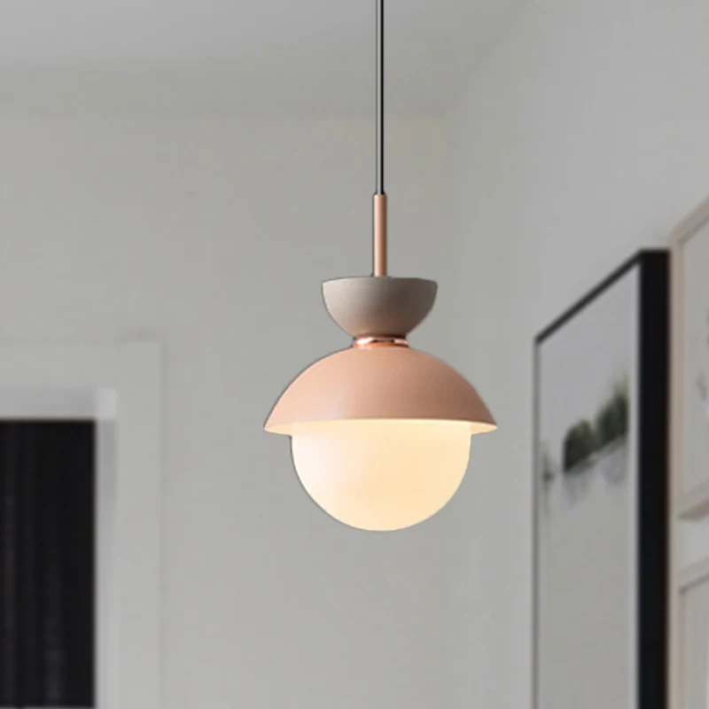 Zandloper hanglamp Macaron Metaal 1 zacht Donkerblauw en grijs/donkerblauw en roze/donkerblauw en roze Hanglamp met bol Wi...