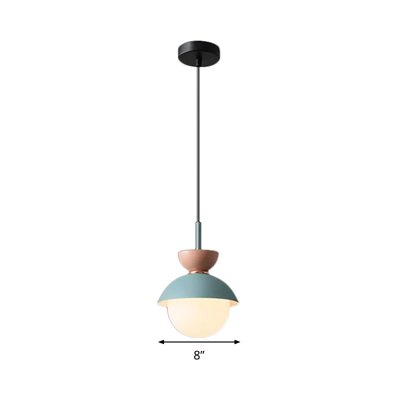 Zandloper hanglamp Macaron Metaal 1 zacht Donkerblauw en grijs/donkerblauw en roze/donkerblauw en roze Hanglamp met bol Wi...