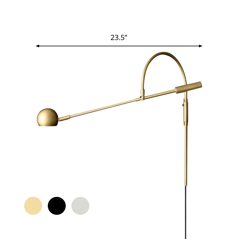 Zwart/messing/chroom kogelmuurverlichting conventioneel metaal 1 kop schanslamp voor woonkamer