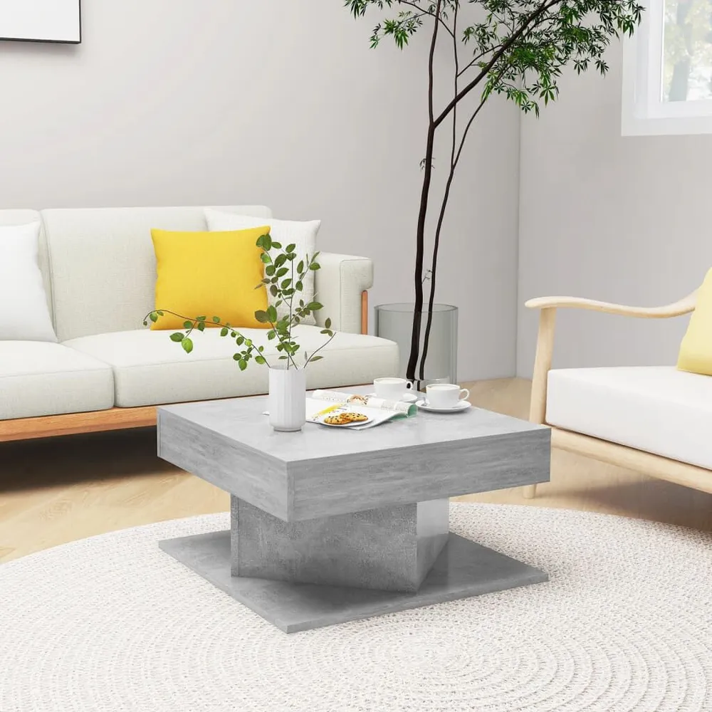 Salontafel 57x57x30 cm bewerkt hout betongrijs