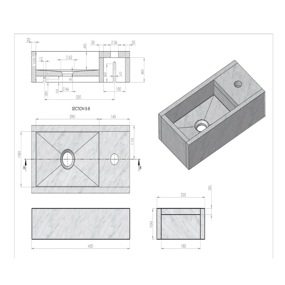 Klus Handenwasser toilet Terrazzo - Porto - Left Hand Drain