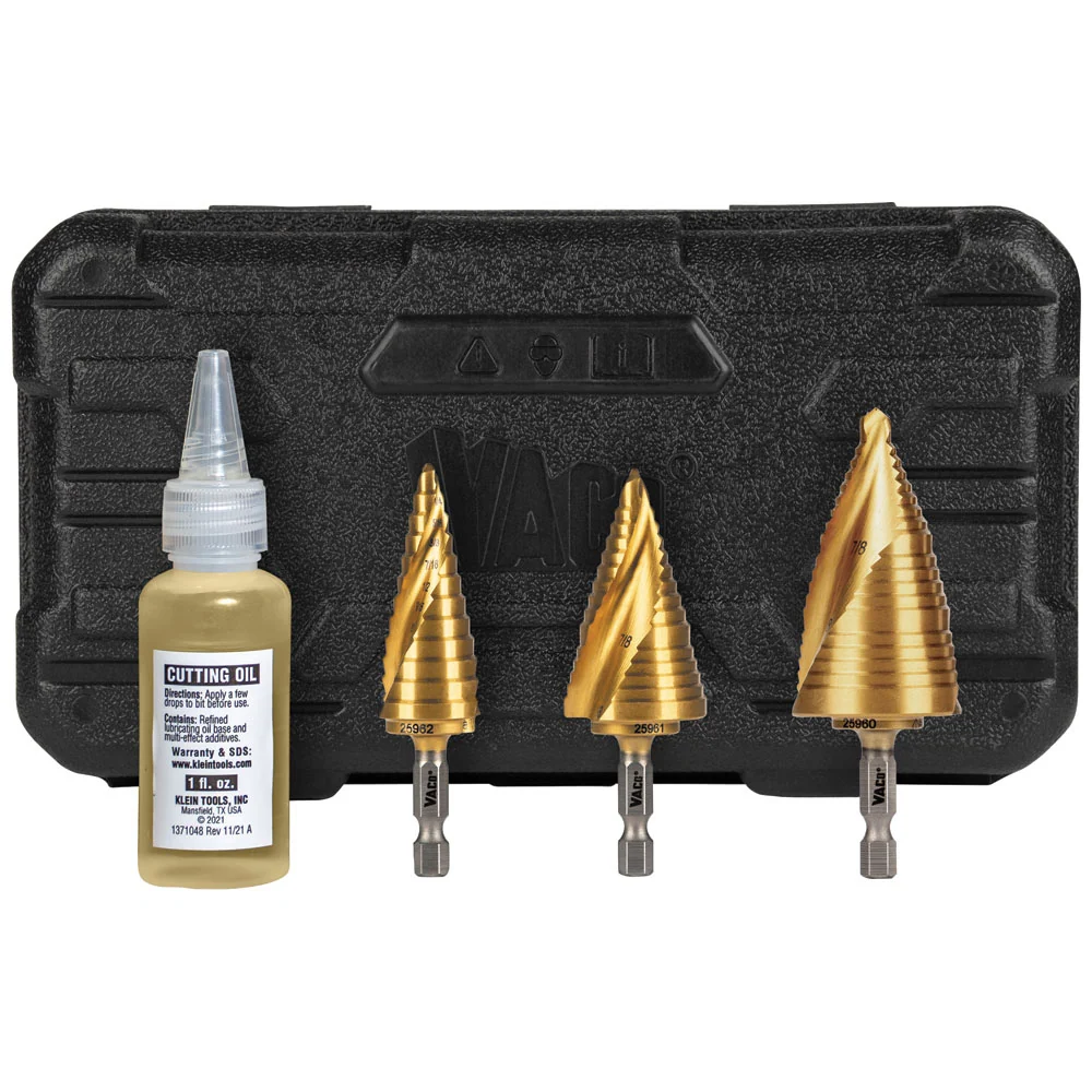 KLEIN TOOLS 3 PC. VACO Spiral Double-Fluted Step Bit Kit