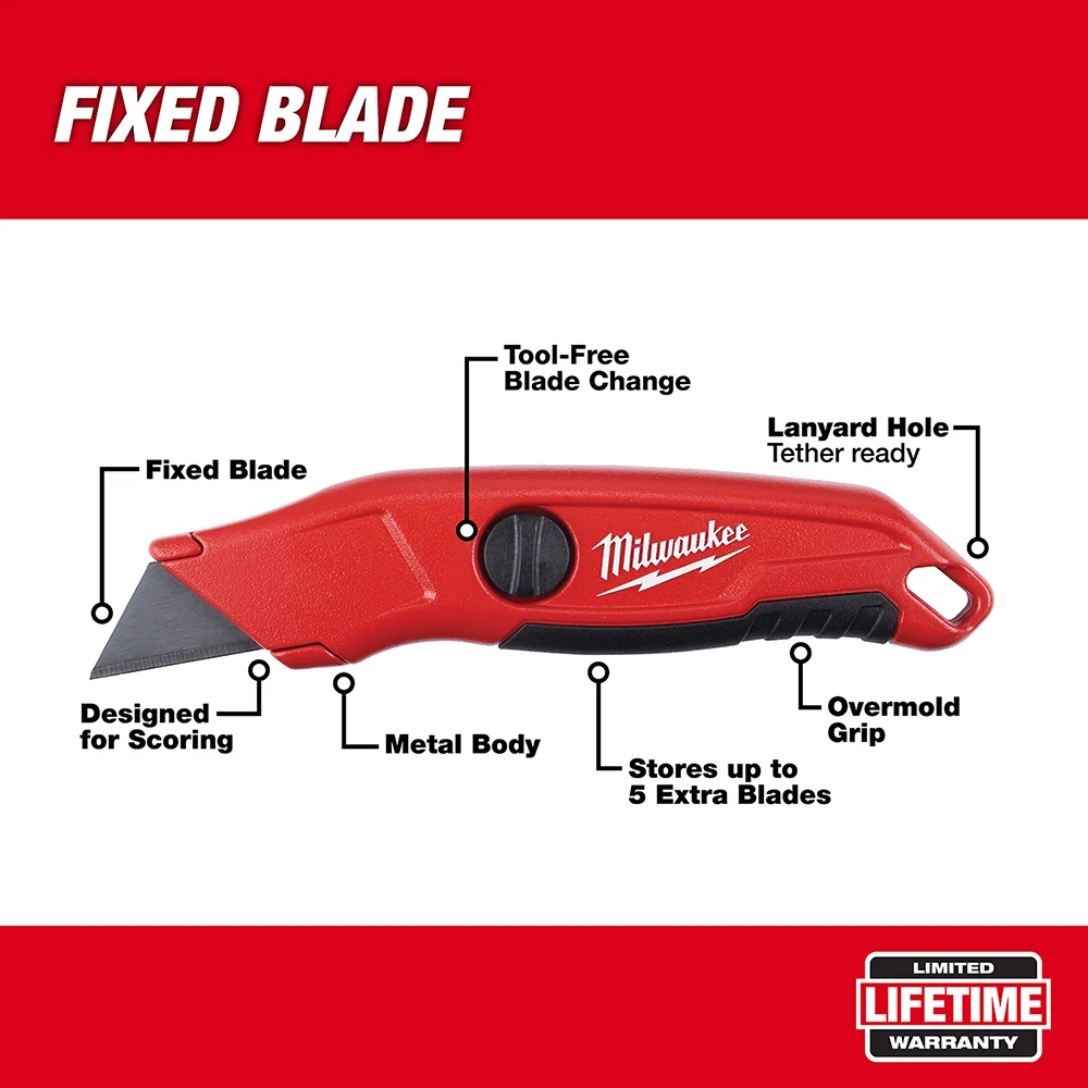 Milwaukee Tools Fixed Blade Utility Knife 48-22-1513