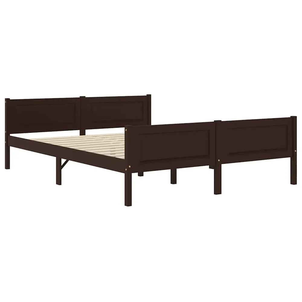 Bedframe massief grenenhout donkerbruin 160x200 cm
