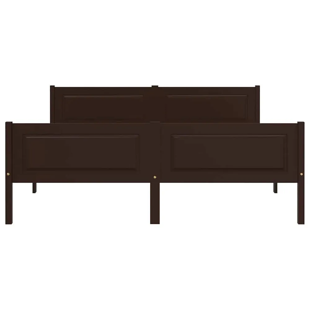 Bedframe massief grenenhout donkerbruin 160x200 cm