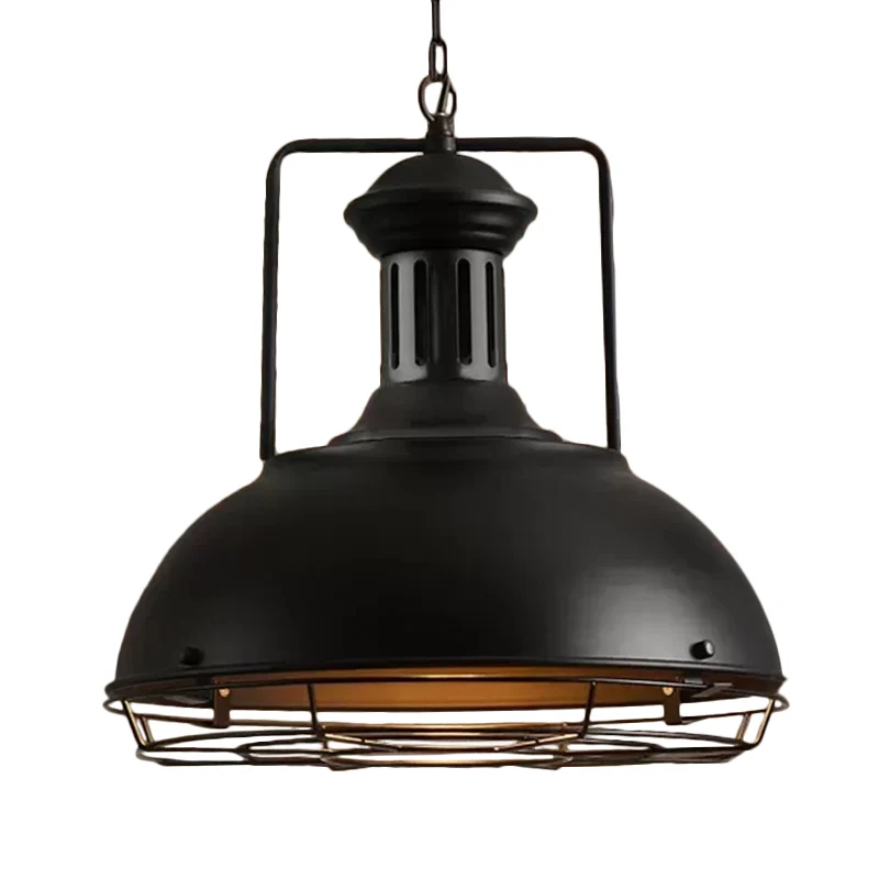 12"/14"/16" dia 1 licht hanglamp met handvat/koepelschaduw metallic ouderwets stijl eetkamer hanglamp zwart/roest