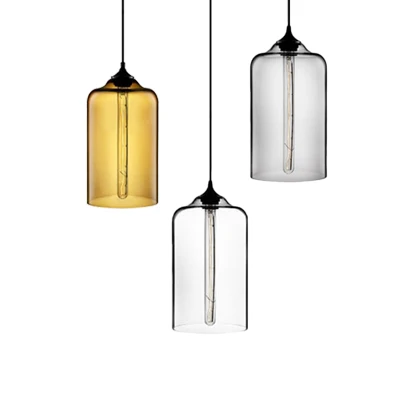 Cilinder Hanglamp Post Modern Glas 1 Zwak Rood/Blauw/Helder Hanglamp met SOS-functie