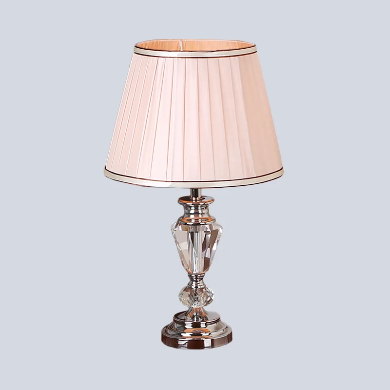 Oplaadbare LED Barrel Shade Fabric Task Light Modernism 1 Head Pink/White Nightstand Lamp Bedside Pink