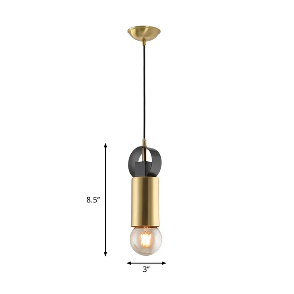 Post Modern Tube Compact Pendulum Light Metallic 1-lamps slaapkamer hanglamp messing afwerking met SOS-functie