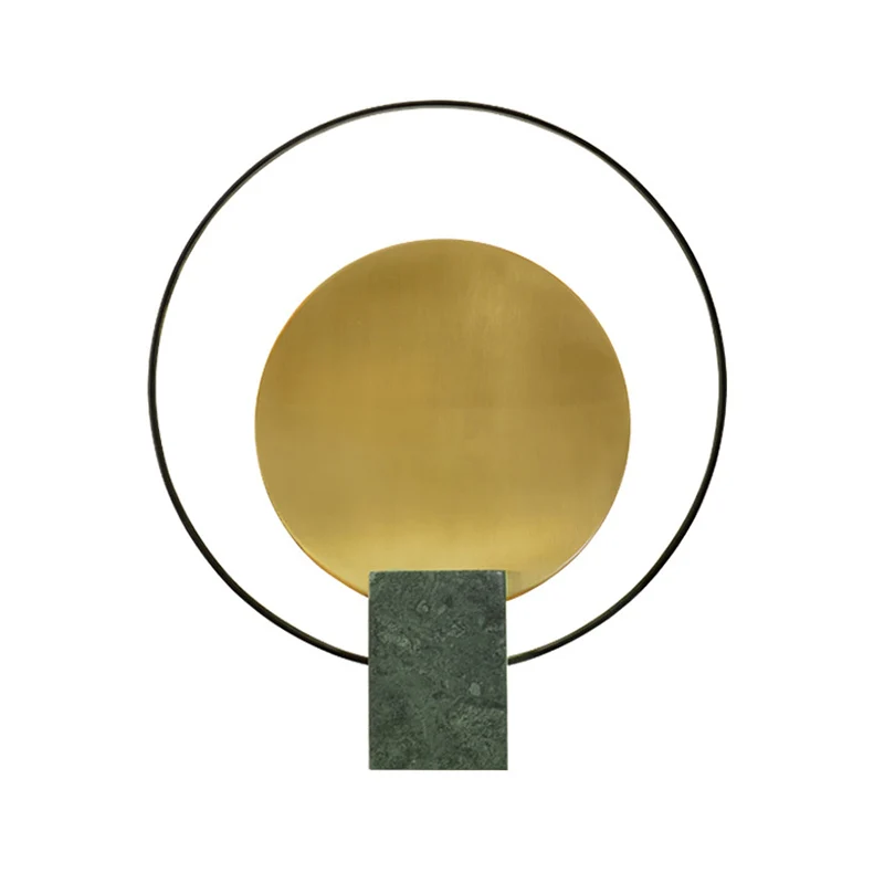 Professionele Waterdichte Marble Rectangle Nightstand Lamp Post-Modern 1 Bulb Living Room Table Lighting Halo Ring Black