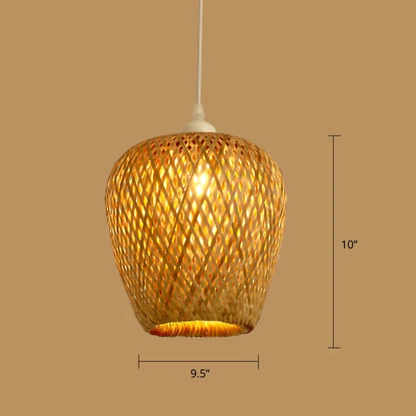 Wood Handwoven Suspension Lighting Minimalistisch 1 Head Rattan Pendant Ceiling Light
