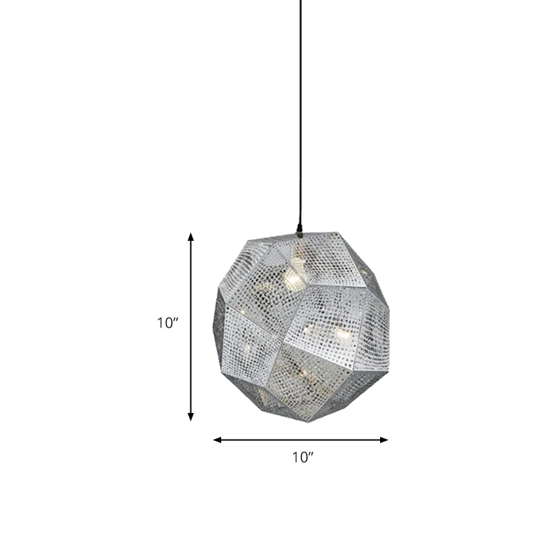 10"/12,5"/19"W gefacetteerde globe hanglamp eigentijds metaal 1 helder zilver/goud/rosé goud hangende plafondlamp