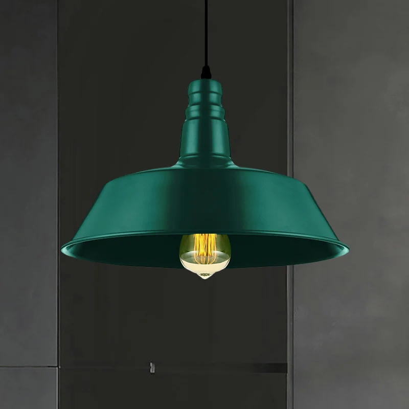 10"/14" brede schuur woonkamer hanglamp industriële stijl metallic 1 lamp rood/groen plafondlamp voor Woonkamer