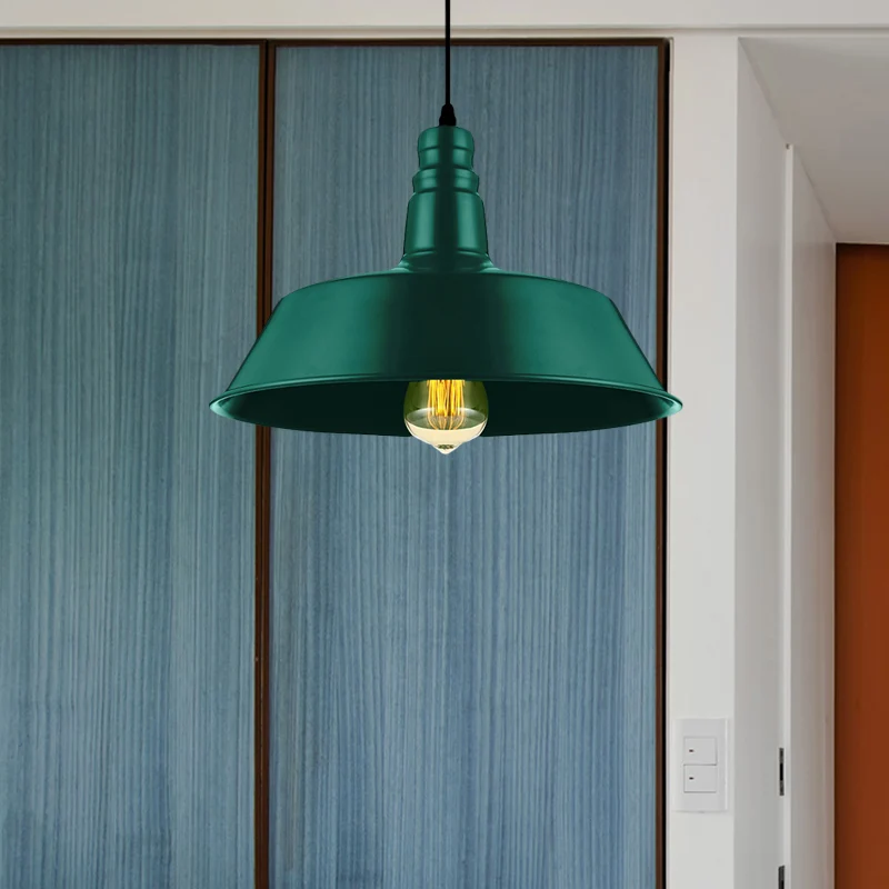 10"/14" brede schuur woonkamer hanglamp industriële stijl metallic 1 lamp rood/groen plafondlamp voor Woonkamer