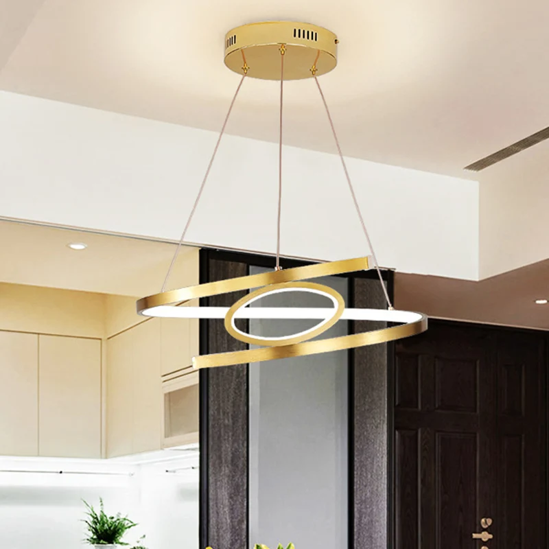 18"/23,5" brede spiraal hangende hanglamp minimalistische metalen gouden LED-plafondkroonluchter, warm/wit helder