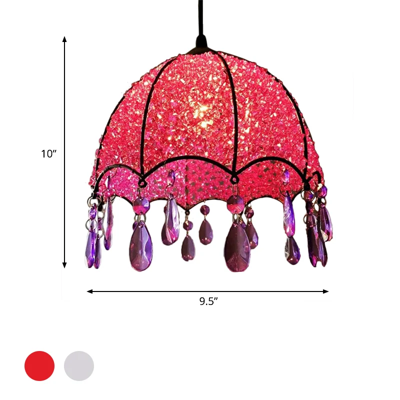 1-lamps hanglamp Boheems geschulpt metalen plafondophangarmatuur wit/paars voor woonkamer (IP44)