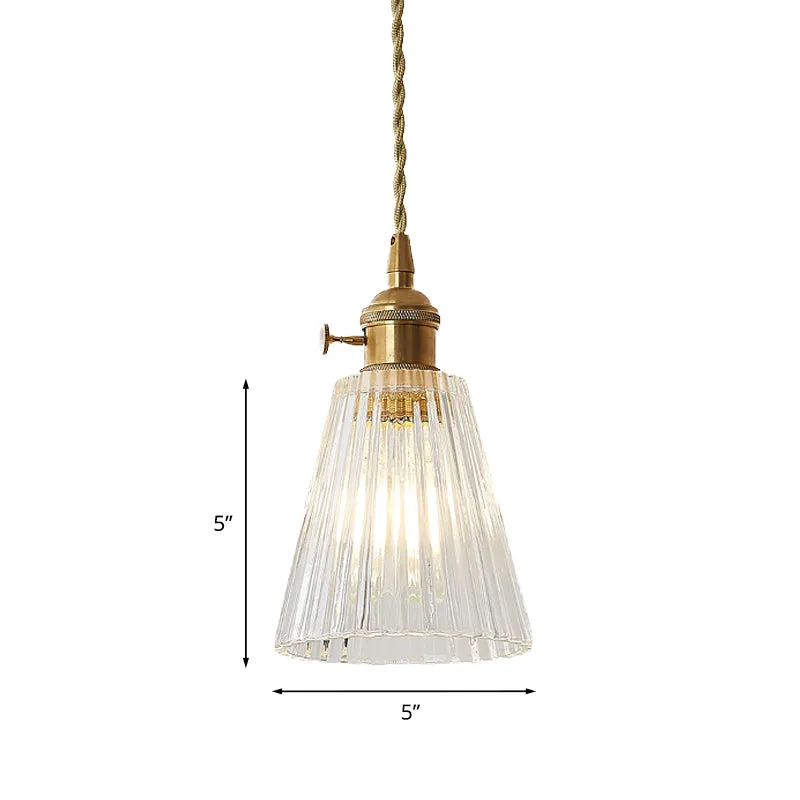 1-lichts hangende hanglamp, moderne uitlopende helderglazen hangende plafondlamp messing met Inclusief LED