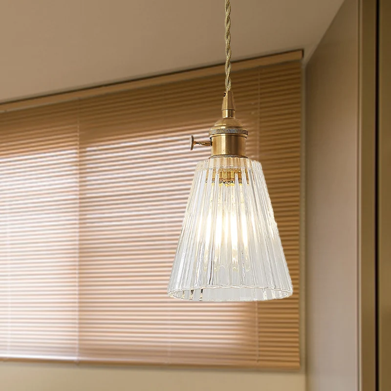 1-lichts hangende hanglamp, moderne uitlopende helderglazen hangende plafondlamp messing met Inclusief LED