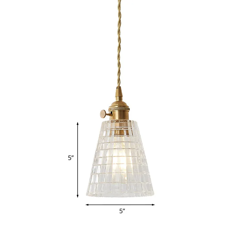 1-lichts hangende hanglamp, moderne uitlopende helderglazen hangende plafondlamp messing met Inclusief LED