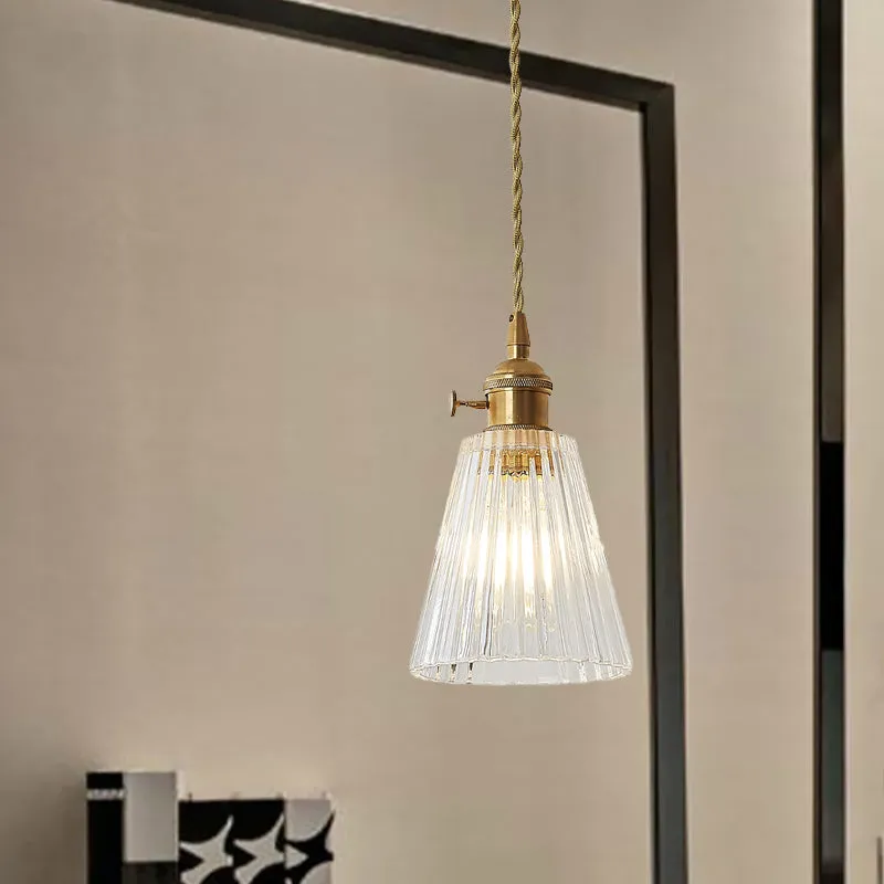 1-lichts hangende hanglamp, moderne uitlopende helderglazen hangende plafondlamp messing met Inclusief LED