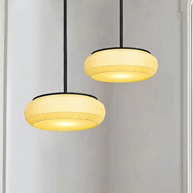 1-lichts hangende plafondlamp met ronde stoffen kap Klassieke woonkamer hanglamp wit, 16"/19,5" ruim