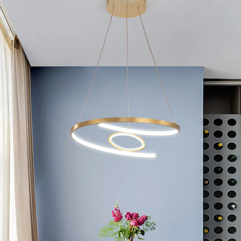 18 "/23,5" brede twist kroonluchterlamp moderne acryl LED goud hangende hanglamp wit/warm zwak voor woonkamer voor Plafond...