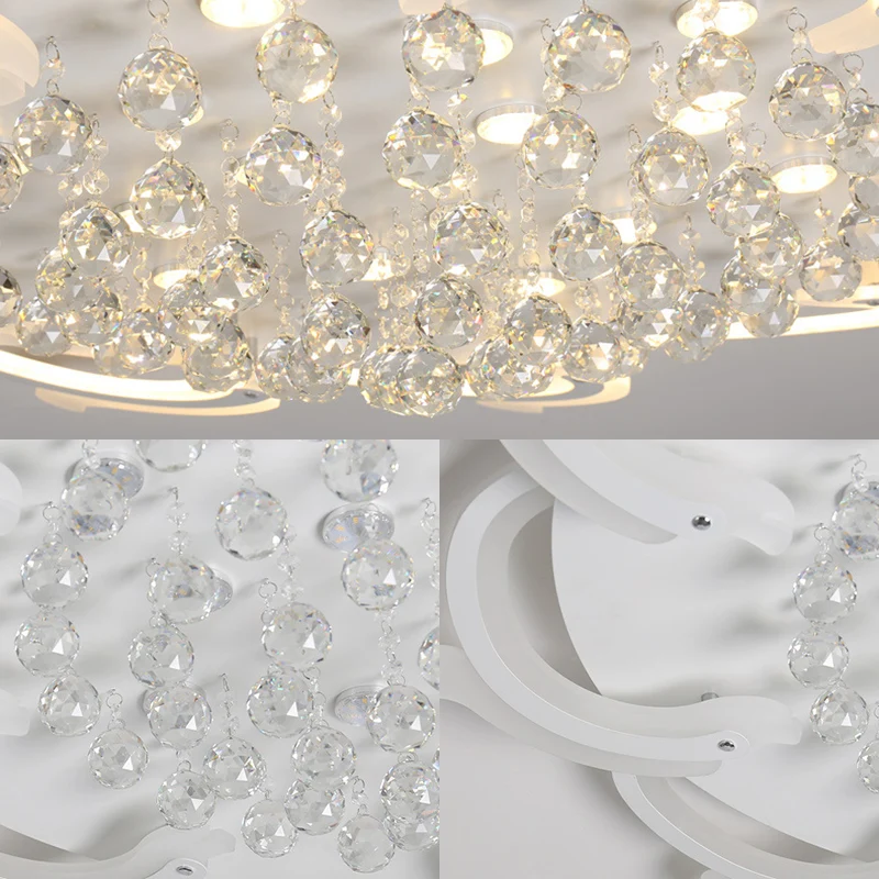 3/5/6-LED windmolen-inbouwplafondlamp moderne stijl metallic led-inbouwverlichting wit met kristallen bol met Lange Kabel