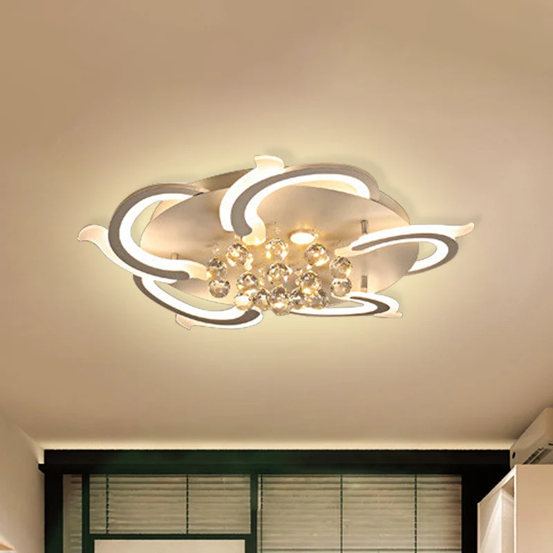 3/5/6-LED windmolen-inbouwplafondlamp moderne stijl metallic led-inbouwverlichting wit met kristallen bol met Lange Kabel