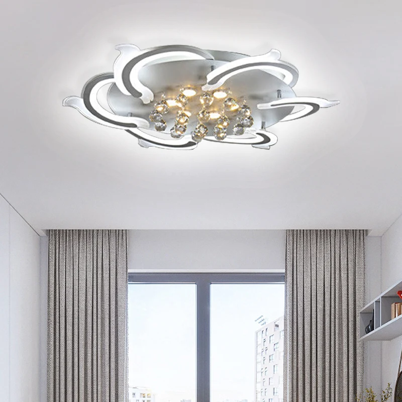 3/5/6-LED windmolen-inbouwplafondlamp moderne stijl metallic led-inbouwverlichting wit met kristallen bol met Lange Kabel