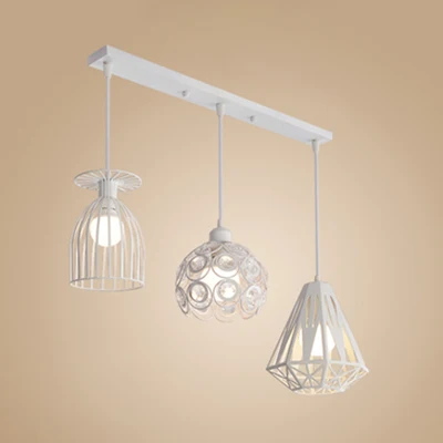 3-lichts hangend zwak loft-stijl gekooid metalen plafondarmatuur met verschillende schaduwen zwart/wit voor restaurant