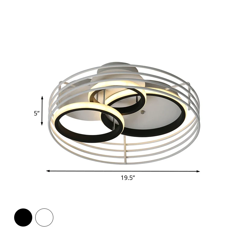 Acryl 3 overlappende ringen inbouwlicht eigentijds 16"/19,5" breed zwart/wit LED-plafondinbouwmontage met drumkooi warm/wi...
