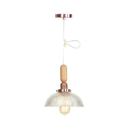 Bol/kegel/kleine bel hanglamp Vintage glanzend glas 1-lichts roségoud/chroom hanglamp met verstelbaar snoer