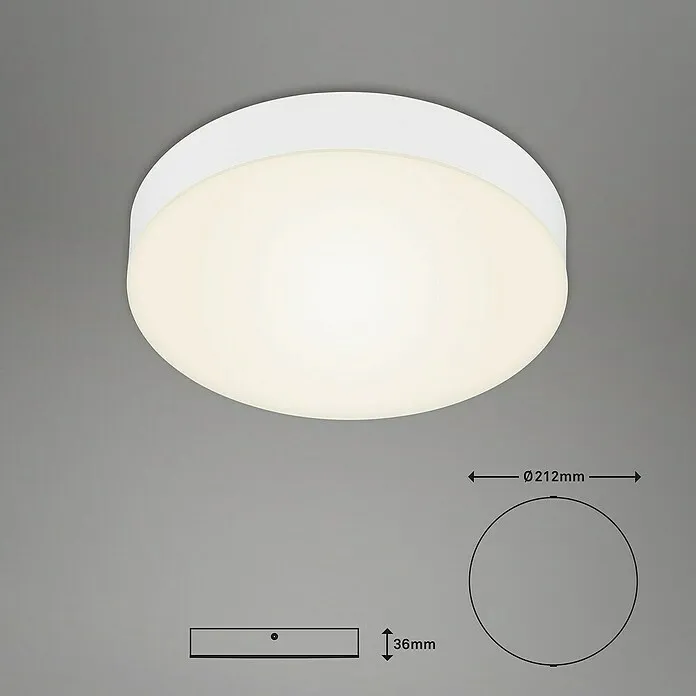 Briloner Led-plafondlamp Flame - Wit, Ø x h: 212 x 36 mm (IP44)