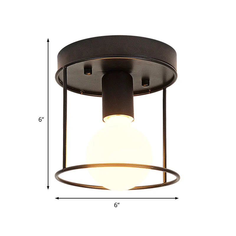 Dimbare Spot Cilinder Gang Inbouwlamp Industrieel Metaal One Light Zwart/Wit Plafondverlichting met Kooi
