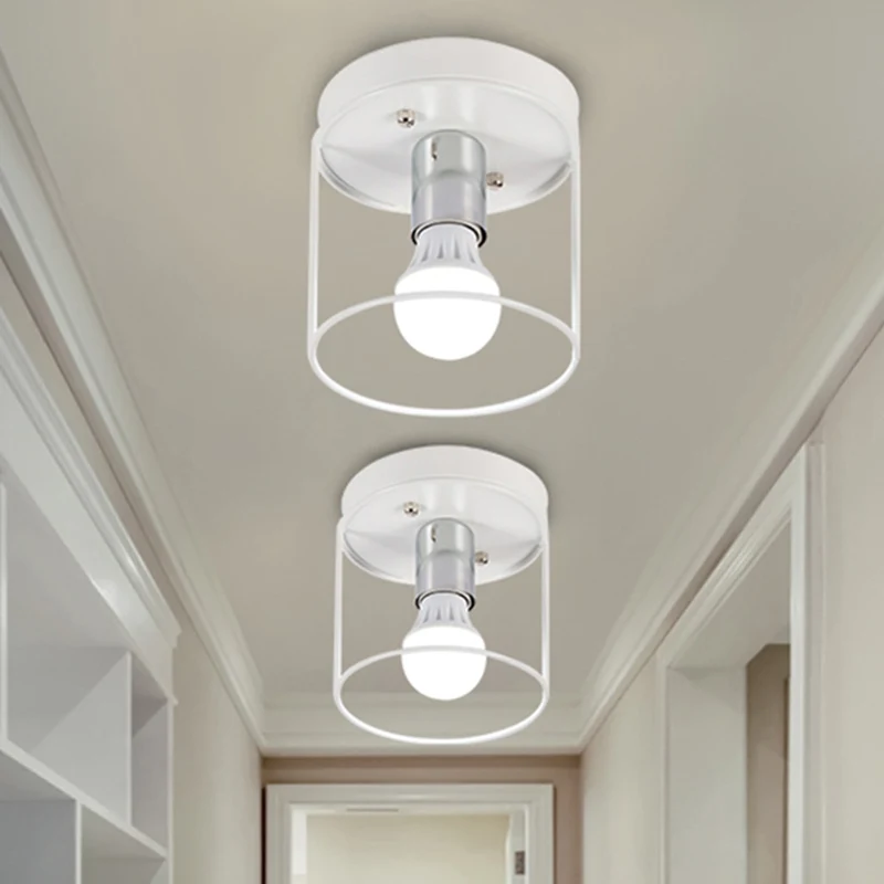 Dimbare Spot Cilinder Gang Inbouwlamp Industrieel Metaal One Light Zwart/Wit Plafondverlichting met Kooi