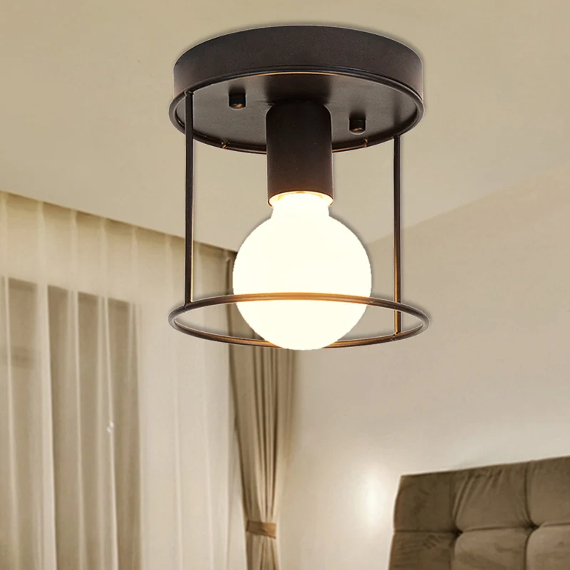 Dimbare Spot Cilinder Gang Inbouwlamp Industrieel Metaal One Light Zwart/Wit Plafondverlichting met Kooi