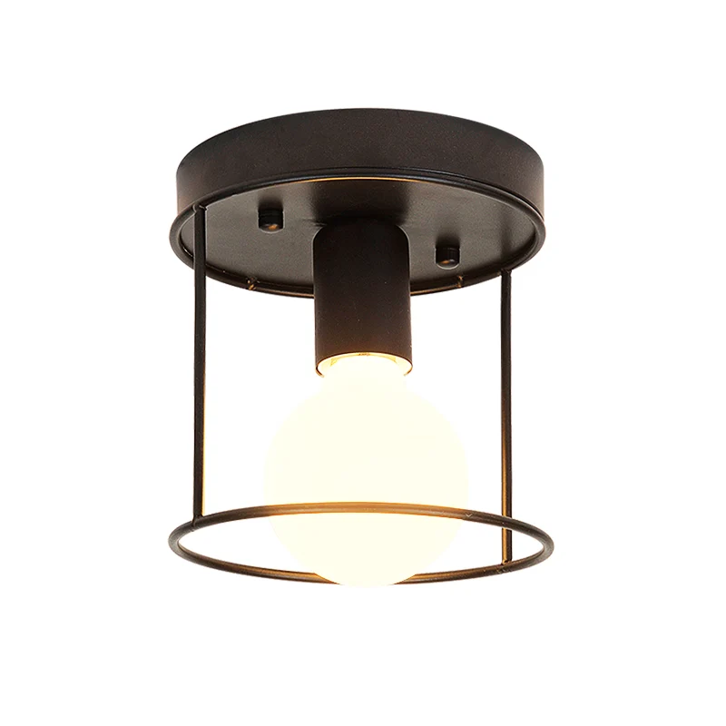 Dimbare Spot Cilinder Gang Inbouwlamp Industrieel Metaal One Light Zwart/Wit Plafondverlichting met Kooi
