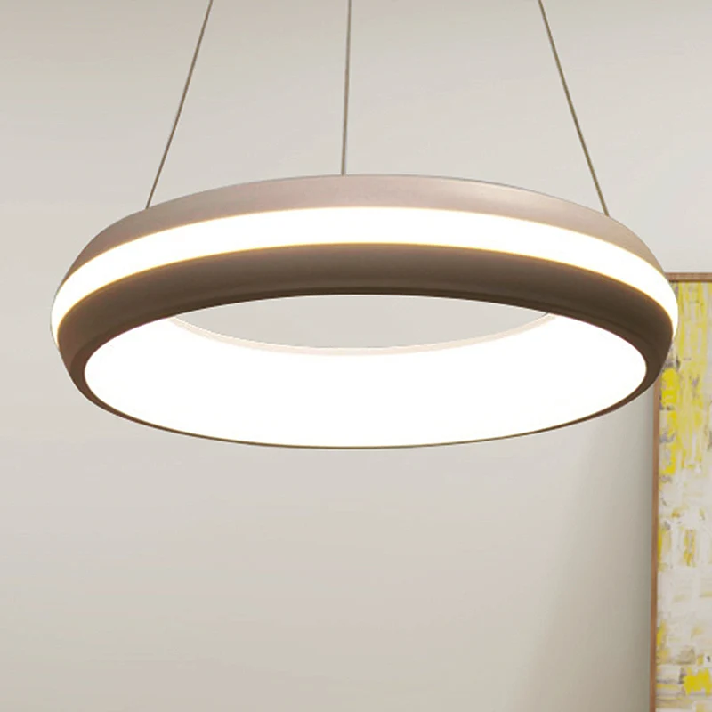 Donut metalen hanglamp modernistisch led wit/grijs hangend lichtarmatuur derde versnelling, 19"/25" ruim met Dimbare LED