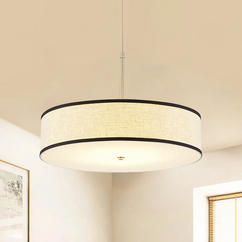 Drum Plafond Hanglamp Onopgesmukt Stof 16"/19,5"/23,5" Dia 3 Lichten Beige Hanglampset (IP44)