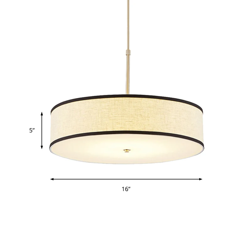 Drum Plafond Hanglamp Onopgesmukt Stof 16"/19,5"/23,5" Dia 3 Lichten Beige Hanglampset (IP44)