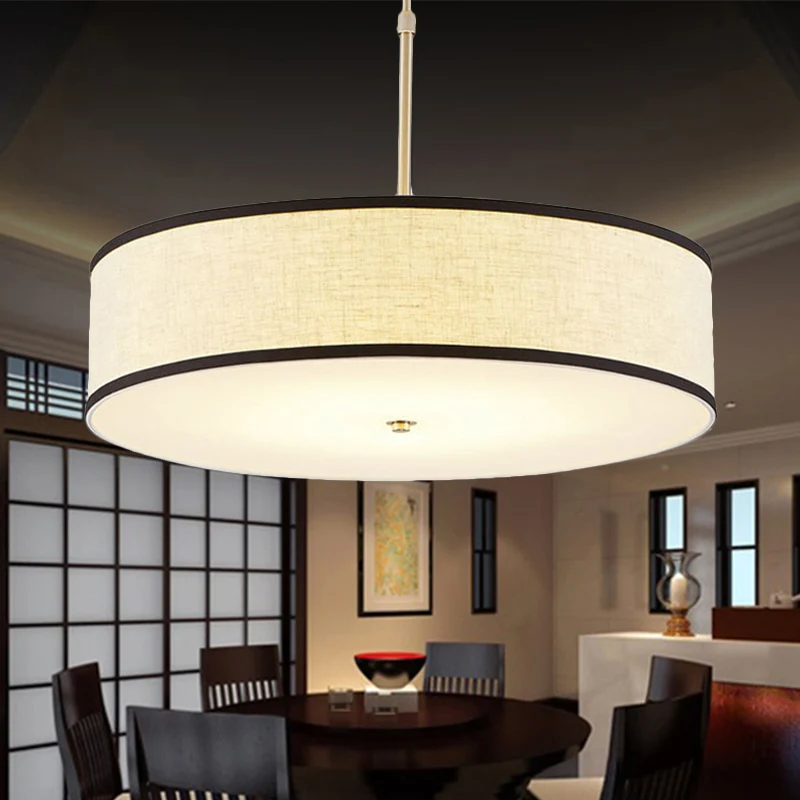 Drum Plafond Hanglamp Onopgesmukt Stof 16"/19,5"/23,5" Dia 3 Lichten Beige Hanglampset (IP44)